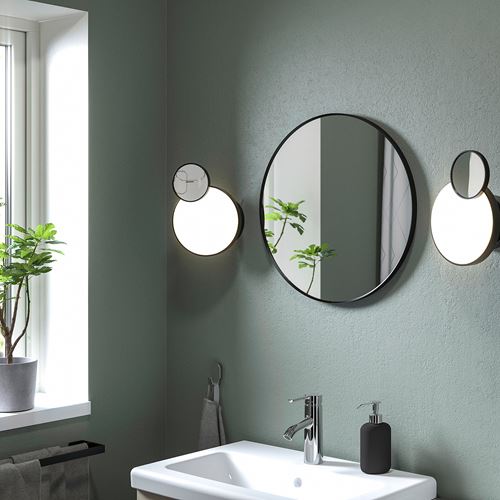 IKEA - LINDBYN, round mirror, black, 50 cm