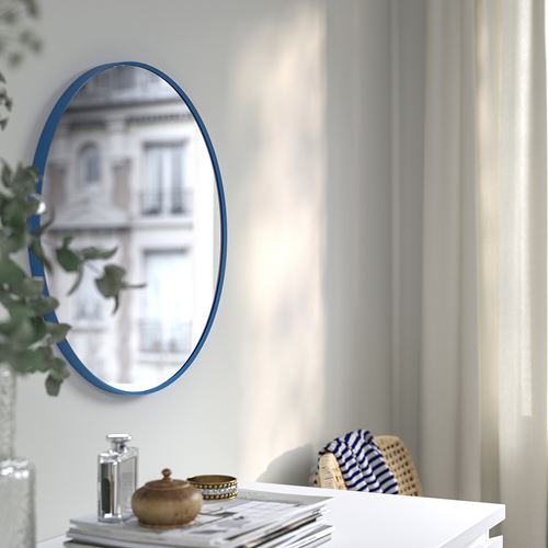 IKEA - LINDBYN, round mirror, blue, 50 cm