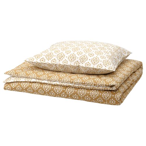 IKEA - ORMANGSFLY, single duvet cover sets, yellow-beige/white, 150x200/50x60 cm