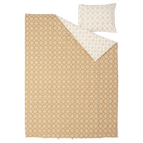 IKEA - ORMANGSFLY, single duvet cover sets, yellow-beige/white, 150x200/50x60 cm