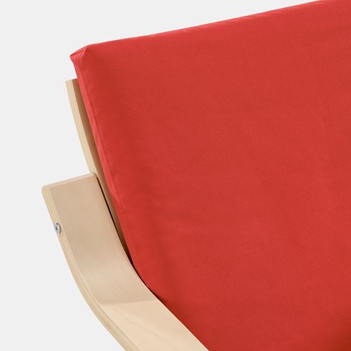 IKEA - POANG, rocking-chair, natural colour-beige-vissle red