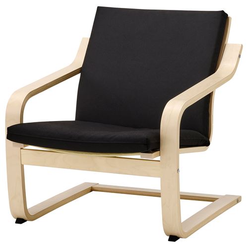 IKEA - POANG, rocking-chair, natural colour-beige-vissle black