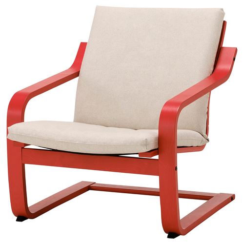 IKEA - POANG, rocking-chair, red-katorp natural colour-beige