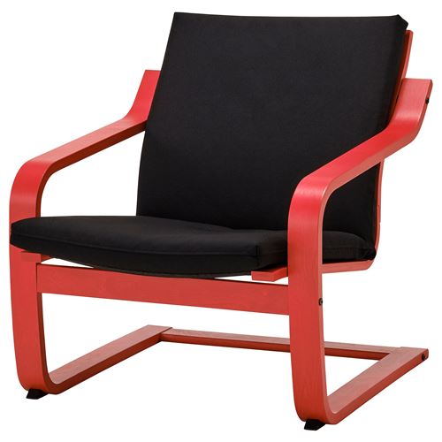 IKEA - POANG, rocking-chair, red-vissle black