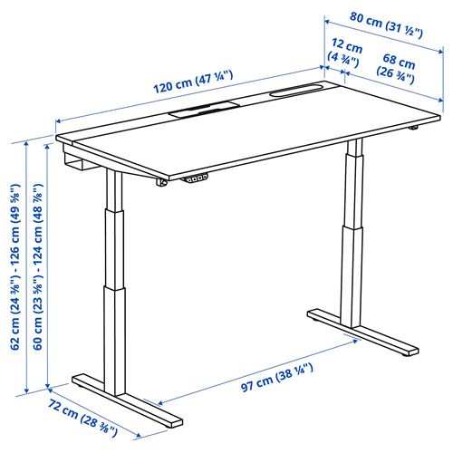 IKEA - MITTZON, height adjustable desk, white, 120x80 cm