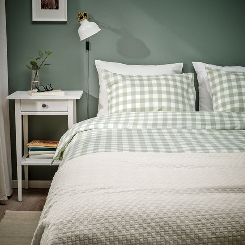 IKEA - EKTANDVINGE, single duvet cover sets, pale grey-green white/check, 150x200/50x60 cm