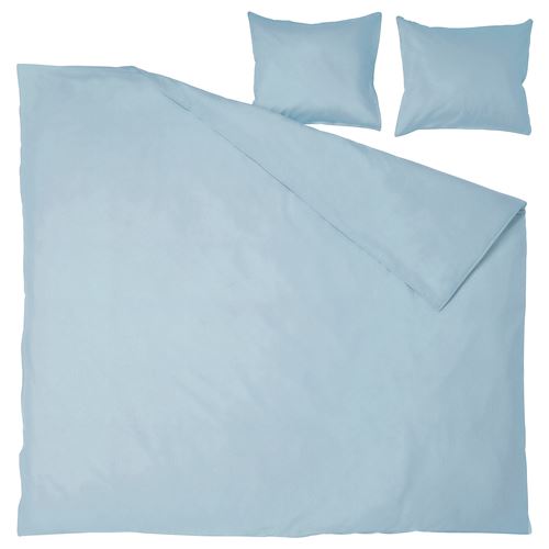 IKEA - ANGSLILJA, double quilt cover and 2 pillowcases, blue/grey, 240x220/50x60 cm