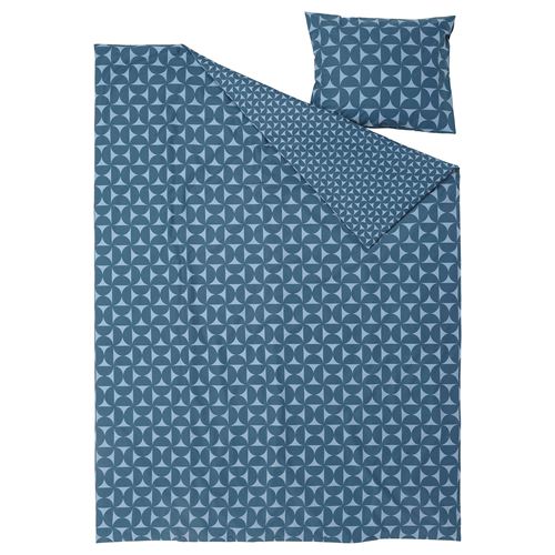 IKEA - ANGSNEJLIKA, single duvet cover sets, dark blue-light blue, 150x200/50x60 cm