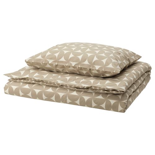 IKEA - ANGSNEJLIKA, single duvet cover sets, grey-beige/off-white, 150x200/50x60 cm