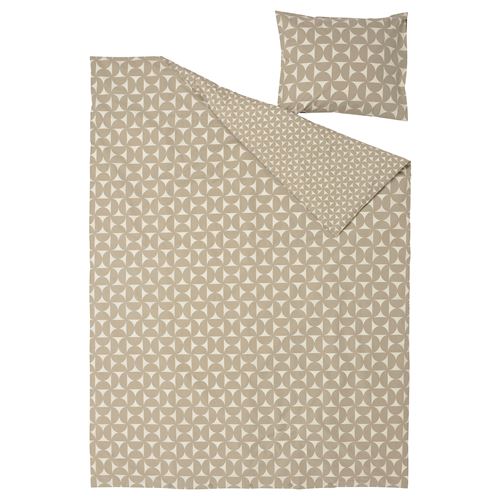 IKEA - ANGSNEJLIKA, single duvet cover sets, grey-beige/off-white, 150x200/50x60 cm