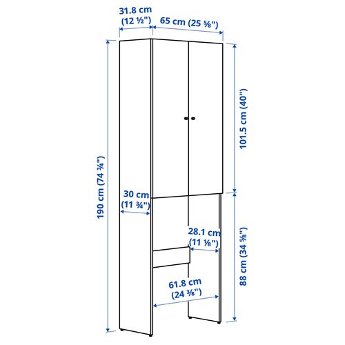 IKEA - NYSJÖN, çamaşır makinesi dolabı, beyaz, 65x190 cm