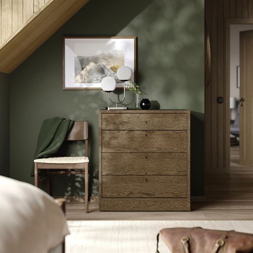 IKEA - TONSTAD, 4 çekmeceli şifonyer, kahverengi meşe kaplama, 82x47x90 cm