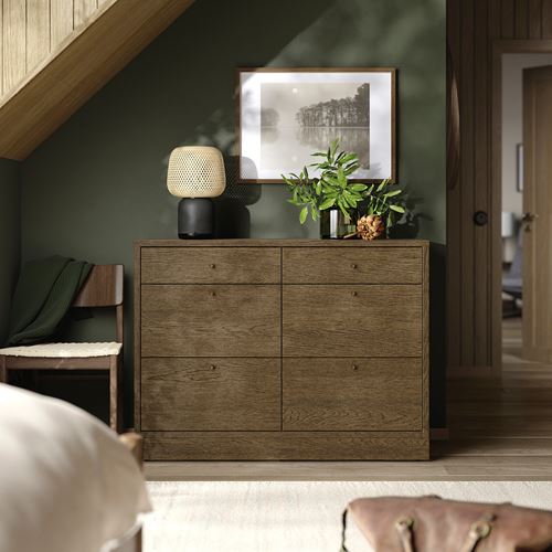 IKEA - TONSTAD, 6 çekmeceli şifonyer, kahverengi meşe kaplama, 120x47x90 cm