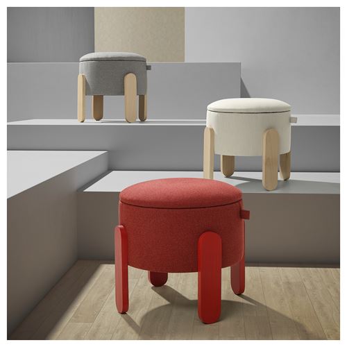 IKEA - FÖRLUNDA, pouffe with storage, vissle beige