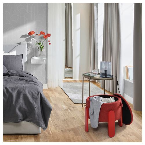 IKEA - FÖRLUNDA, pouffe with storage, tonerud red