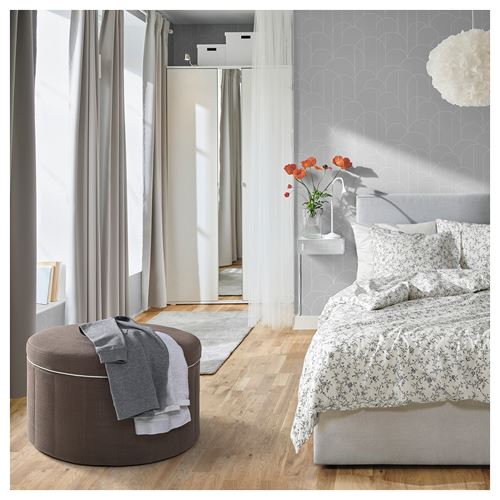 IKEA - SIDSJÖ, pouffe with storage, gransel grey-brown