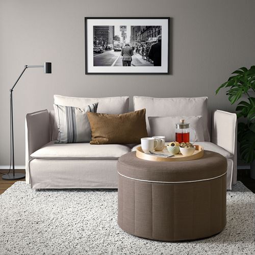 IKEA - SIDSJÖ, pouffe with storage, gransel grey-brown