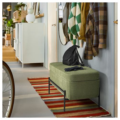 IKEA - VALTORP, bench with storage, samsala dark yellow/green, 103 cm