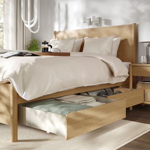 IKEA - TONSTAD, double bed, oak veneer, 160x200 cm