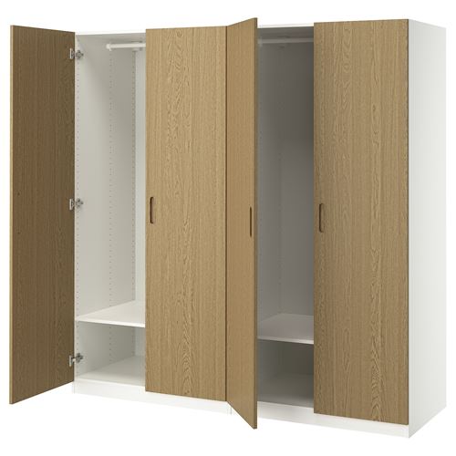 IKEA - PAX/TONSTAD, PAX wardrobe, white/oak veneer, 200x60x201 cm