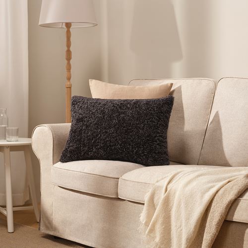 IKEA - ASJORDFLY, kırlent kılıfı, koyu gri, 40x58 cm