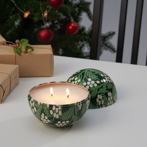 IKEA - VINTERFINT, scented candle in metal tin, green, 30 hr