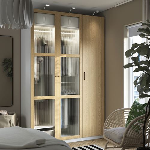 IKEA - TONSTAD, wardrobe door, oak veneer-glass, 50x229 cm