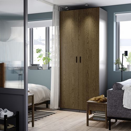 IKEA - PAX, PAX wardrobe, dark grey-brown oak veneer, 100x60x236 cm