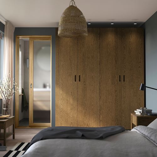 IKEA - PAX/TONSTAD, PAX wardrobe, dark grey-brown oak veneer, 200x60x236 cm