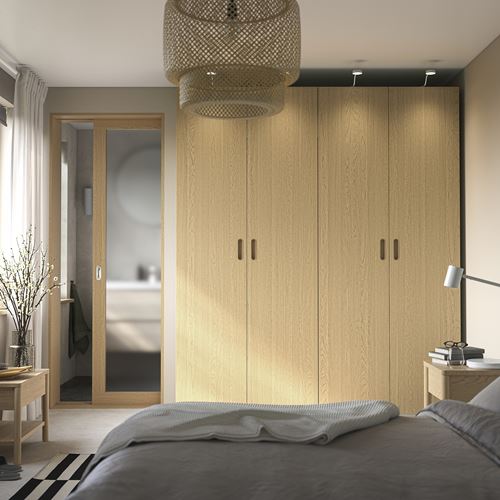 IKEA - PAX/TONSTAD, PAX wardrobe, white/oak veneer, 200x60x236 cm