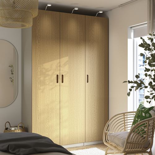 IKEA - PAX/TONSTAD, PAX wardrobe, grey-beige-oak veneer, 150x60x236 cm