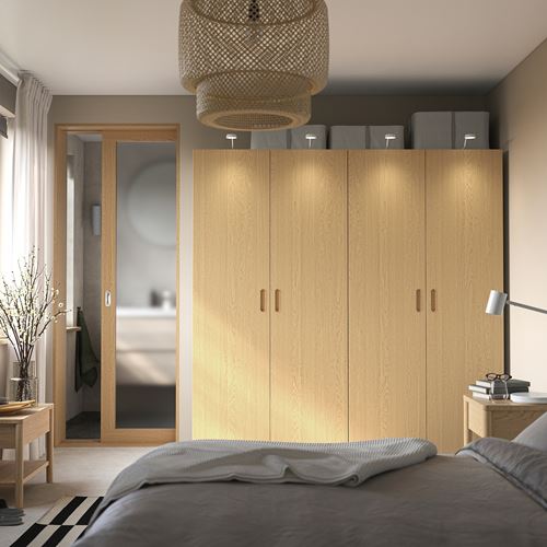 IKEA - PAX/TONSTAD, PAX wardrobe, white/oak veneer, 200x60x201 cm