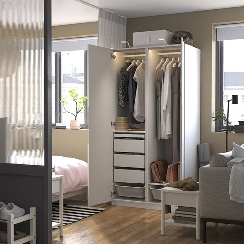 IKEA - PAX/TONSTAD, PAX wardrobe, white-off white, 100x60x201 cm