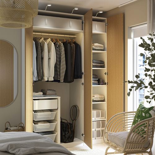 IKEA - PAX/TONSTAD, PAX wardrobe, white/oak veneer, 150x60x236 cm