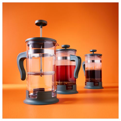 IKEA - UPPHETTA, french press, stainless steel dark grey-turquoise, 1 l