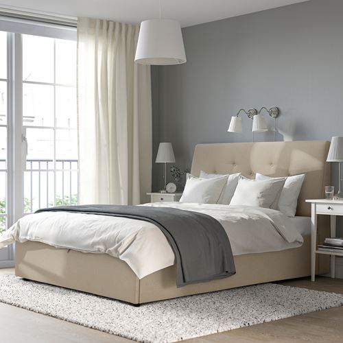 IKEA - IDANAS, double bed, beige, 160x200 cm