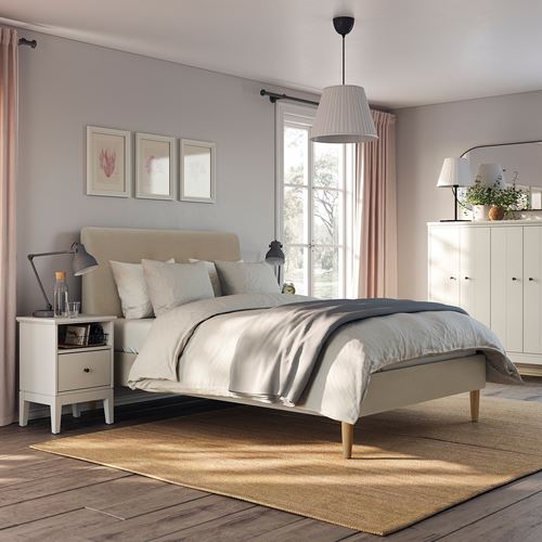 IKEA - IDANAS, double bed, beige, 140x200 cm