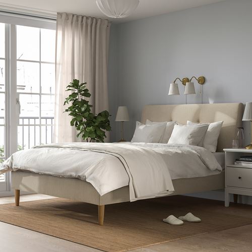 IKEA - IDANAS, double bed, beige, 160x200 cm