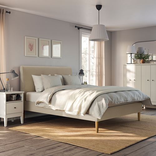 IKEA - IDANAS, double bed, beige, 160x200 cm