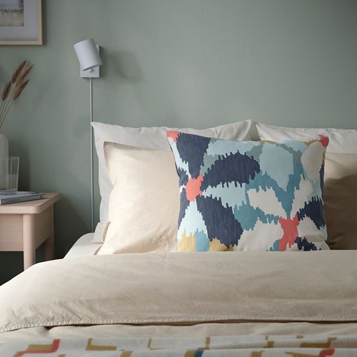 IKEA - GAFFELFIBBLA, lace pillow cover, white-dark blue, 50x50 cm