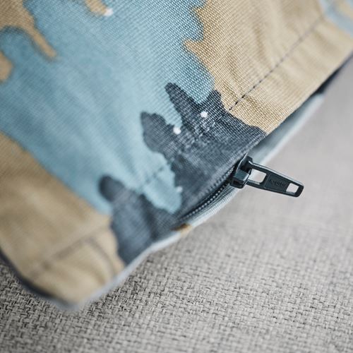 IKEA - GAFFELFIBBLA, lace pillow cover, white-dark blue, 50x50 cm
