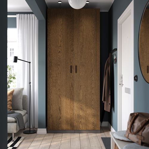 IKEA - PAX, PAX wardrobe, dark grey-brown oak veneer, 100x60x236 cm