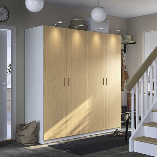 IKEA - PAX/TONSTAD, PAX wardrobe, white/oak veneer, 200x60x201 cm