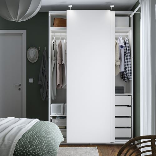 IKEA - PAX/HASVIK, PAX sürgü kapaklı gardırop, beyaz, 150x66x236 cm