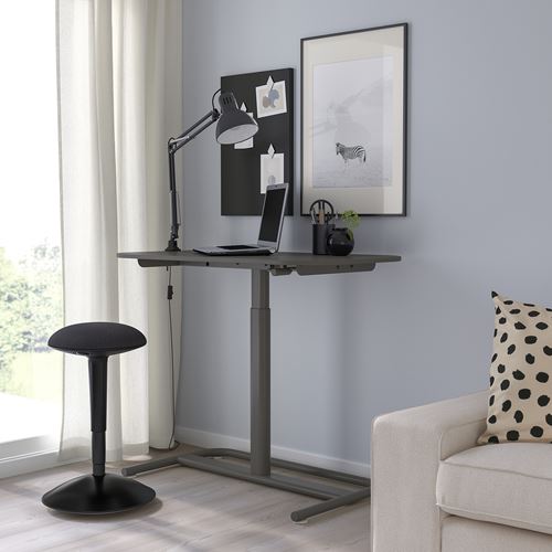 IKEA - SEGRARE, height adjustable desk, dark grey, 110x60 cm