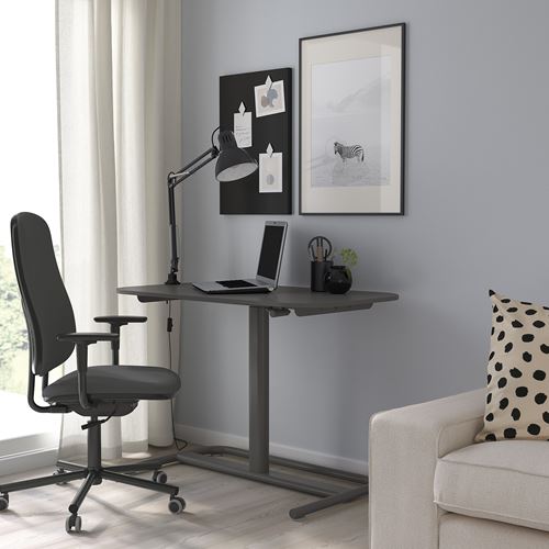 IKEA - SEGRARE, height adjustable desk, dark grey, 110x60 cm