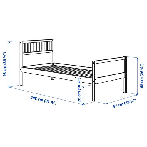 IKEA - SMYGA, tek kişilik karyola, açık gri, 90x200 cm
