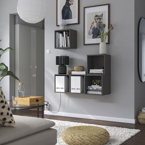 IKEA - EKET, Wall-mounted cabinet combination, dark grey, 105x35x120 cm