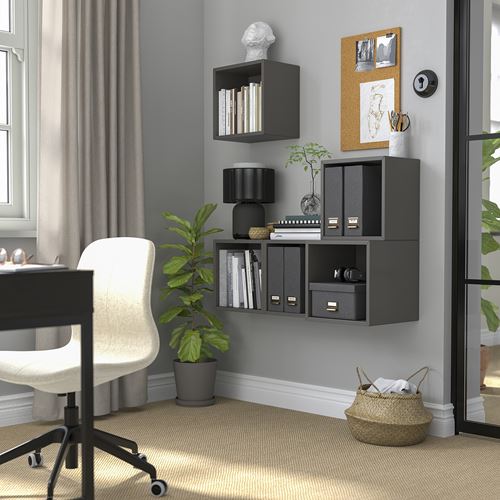 IKEA - EKET, Wall-mounted cabinet combination, dark grey, 105x35x120 cm