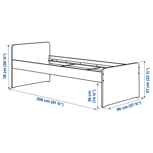 IKEA - SLAKT/LURÖY, tek kişilik baza, beyaz, 90x200 cm